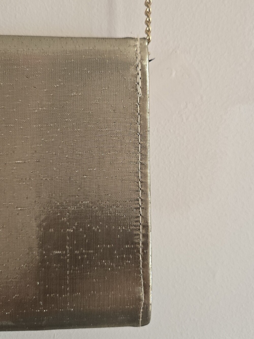 Vintage Gold Foldover Envelope Clutch Metallic Evening Purse with Chain - Picture 10 of 16